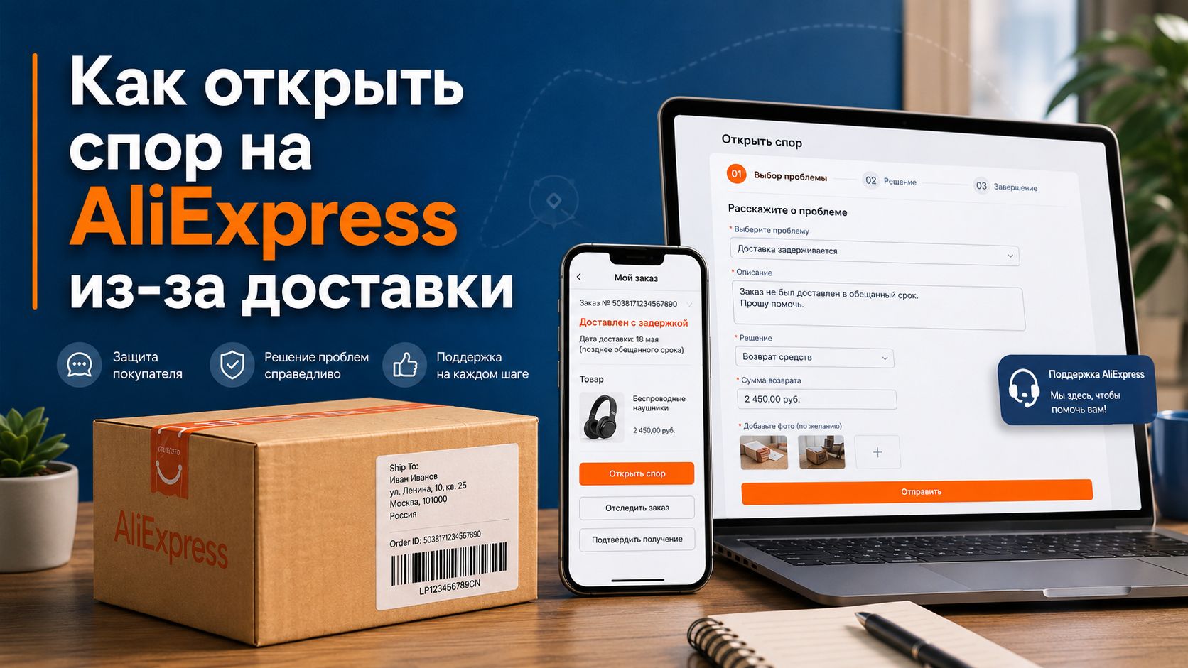 Как открыть спор на AliExpress из-за доставки и не потерять деньги