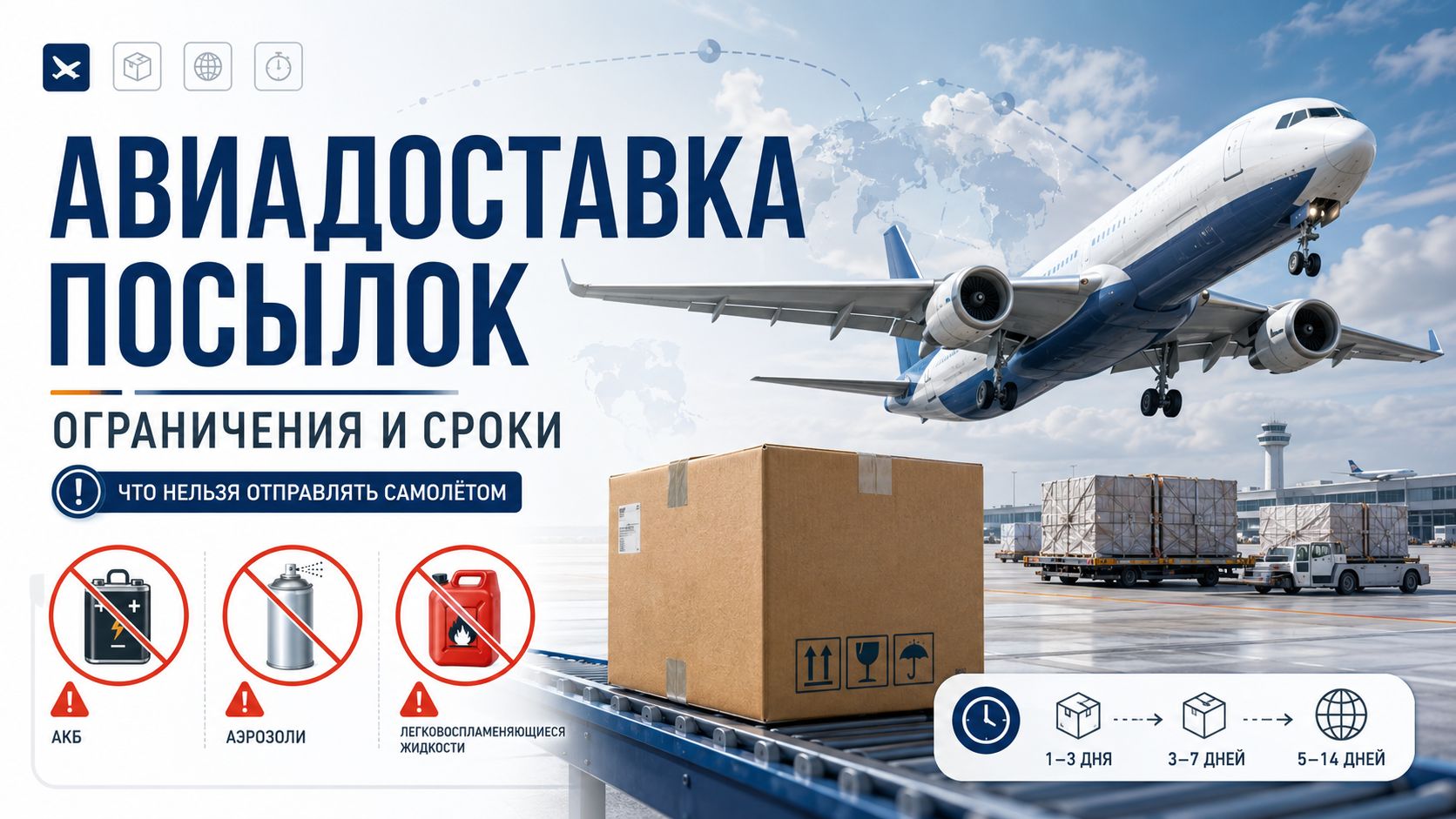 Авиадоставка посылок: сроки, ограничения и запрещённые вложения